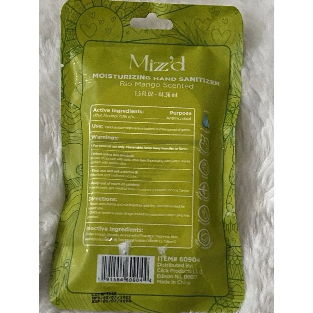 Mizzz’d Scented Hand Sanitizer Spray 1.5 Fl Oz‎ Rio Mango Moisturizing NEW